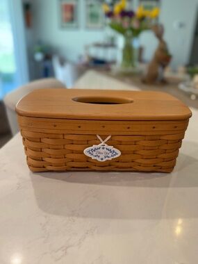 MINT!*Y2K*Longaberger, Large Tissue Storage Basket,& Original, WOODCRAFT Lid